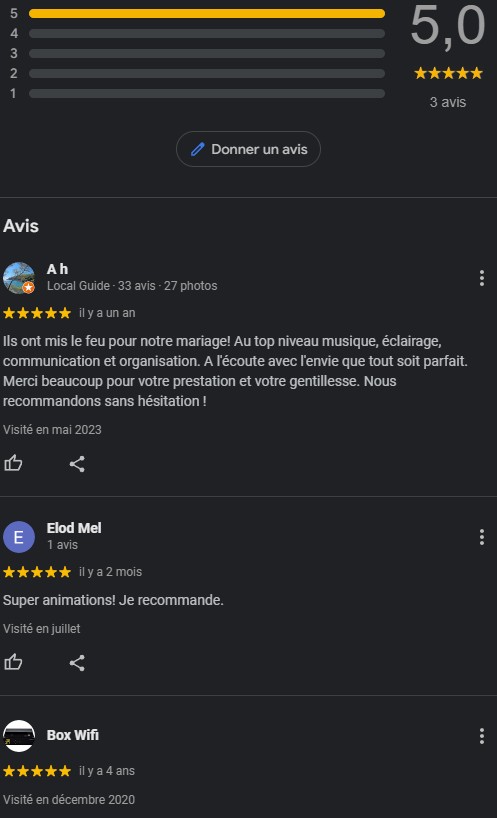 Avis clients TOP MUSIC